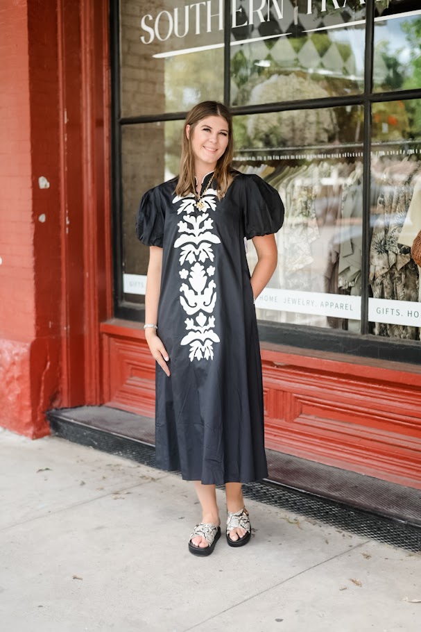 Day-to-Date Black Floral Midi