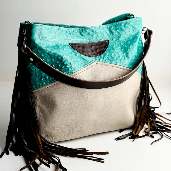 Eleanor Shoulder Tote + Crossbody | Cactus Ostrich + Stone Gray