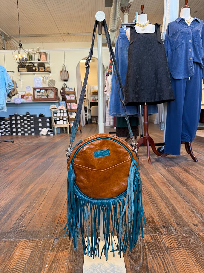 Flicka Crossbody - Whiskey + Turquoise