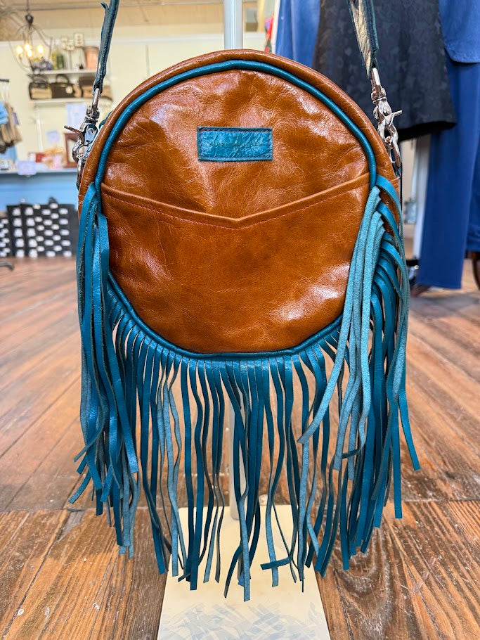 Flicka Crossbody - Whiskey + Turquoise