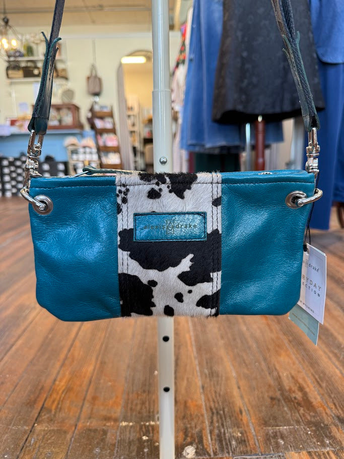 Belt Bag Clutch + Crossbody | Turquoise + Hair on Hide