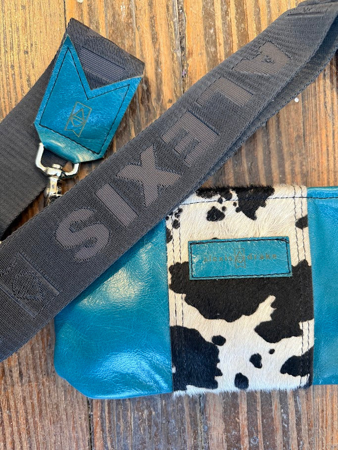 Belt Bag Clutch + Crossbody | Turquoise + Hair on Hide