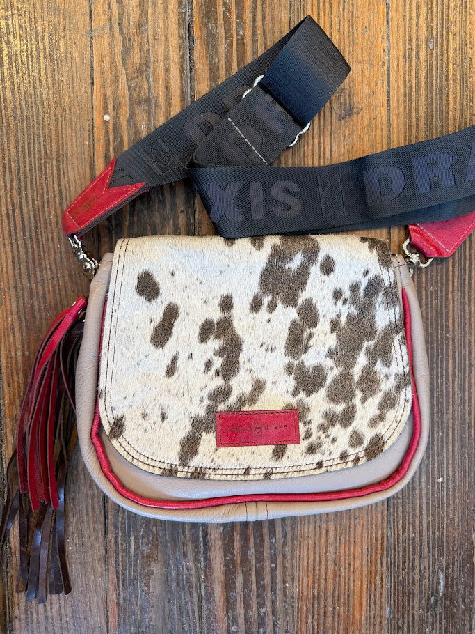 Mini E Crossbody - Hair on Hide + Stone Gray
