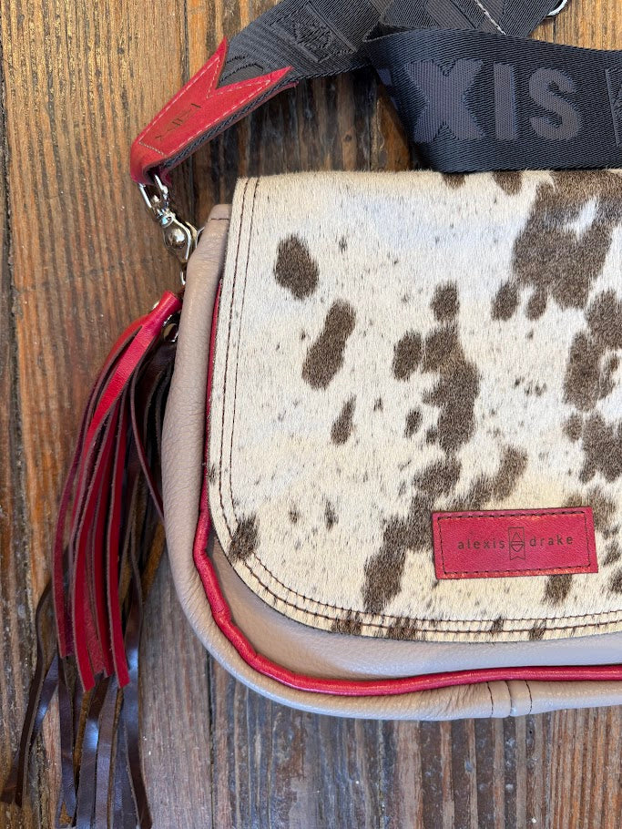 Mini E Crossbody - Hair on Hide + Stone Gray