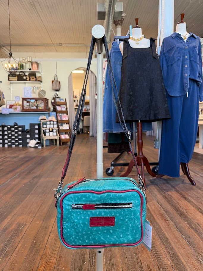 Maeve Crossbody | Cactus Ostrich + Pink