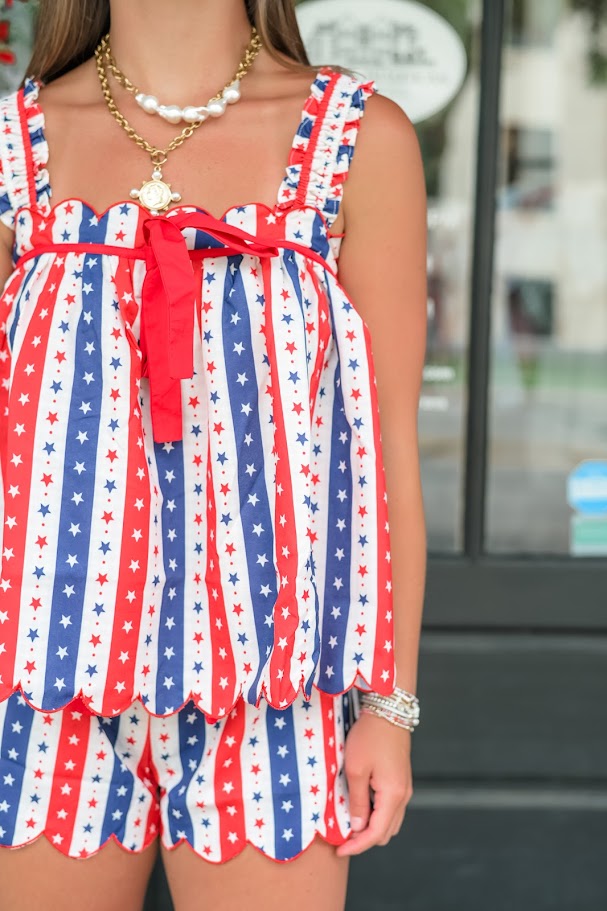 Patriotic Stripe Star Print Lounge Set
