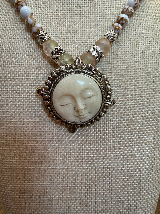 Moonstone Agate Crystalized Rhodochrosite Necklace