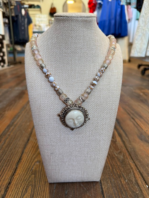 Moonstone Agate Crystalized Rhodochrosite Necklace