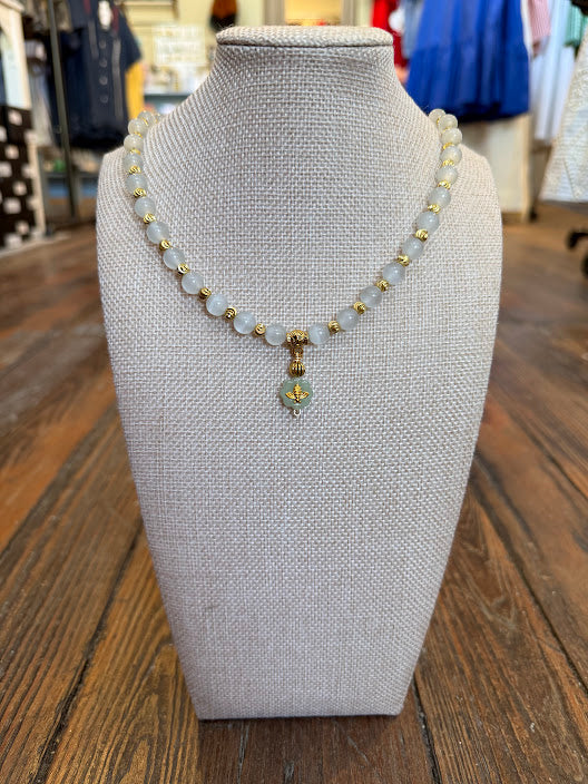 Green Moonstone Bee Necklace