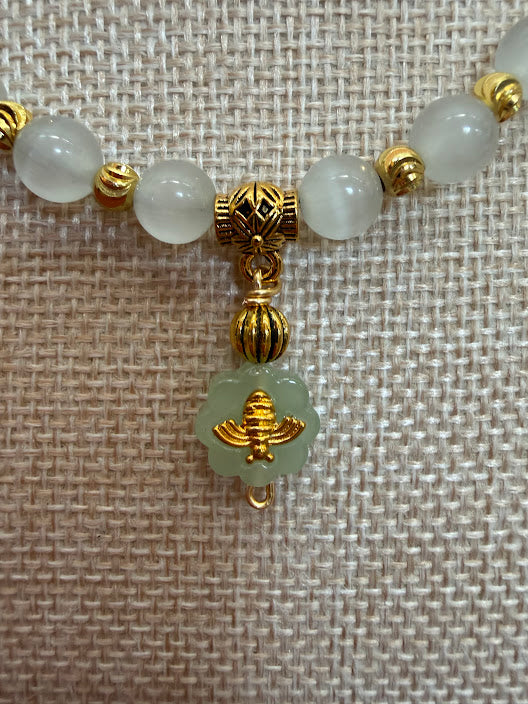 Green Moonstone Bee Necklace