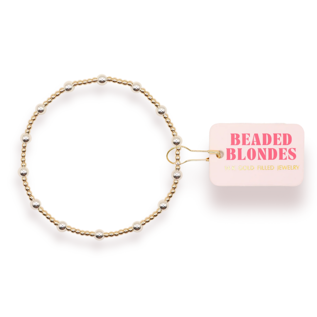 Beaded Blondes June - Gold w/Silver
