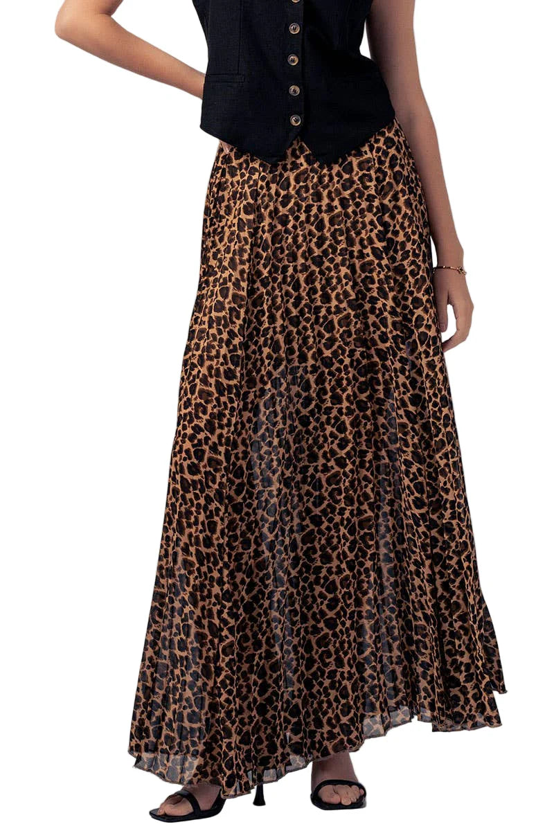 Leopard Print Flowy Skirt
