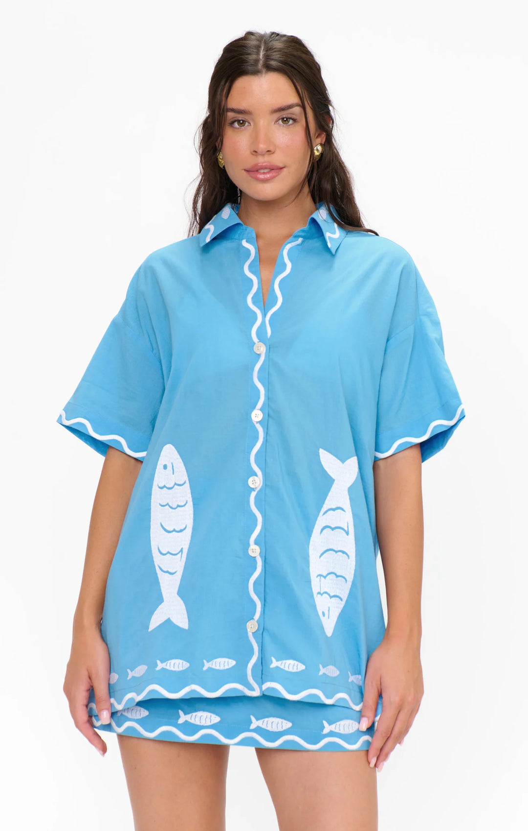 Parker Button Down - Blue Fish Embroidery