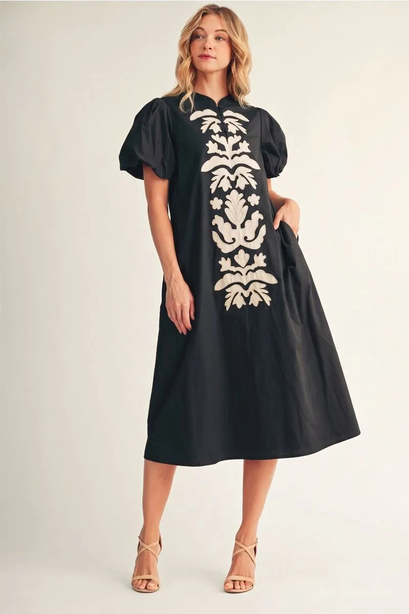 Day-to-Date Black Floral Midi