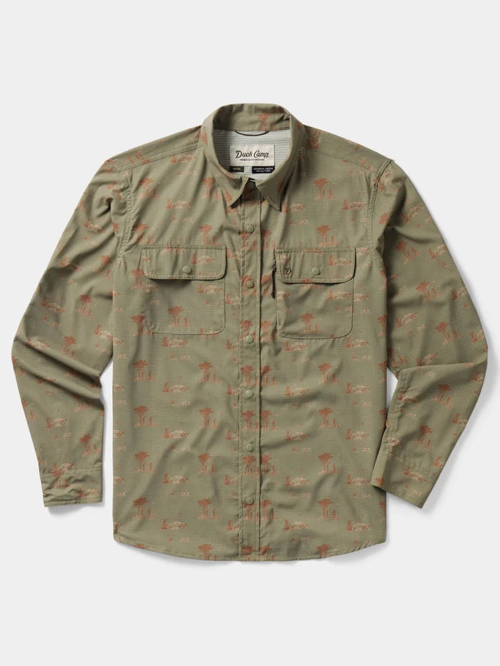 Men's Cast & Blast Perforated Shirt LS - Dove Print