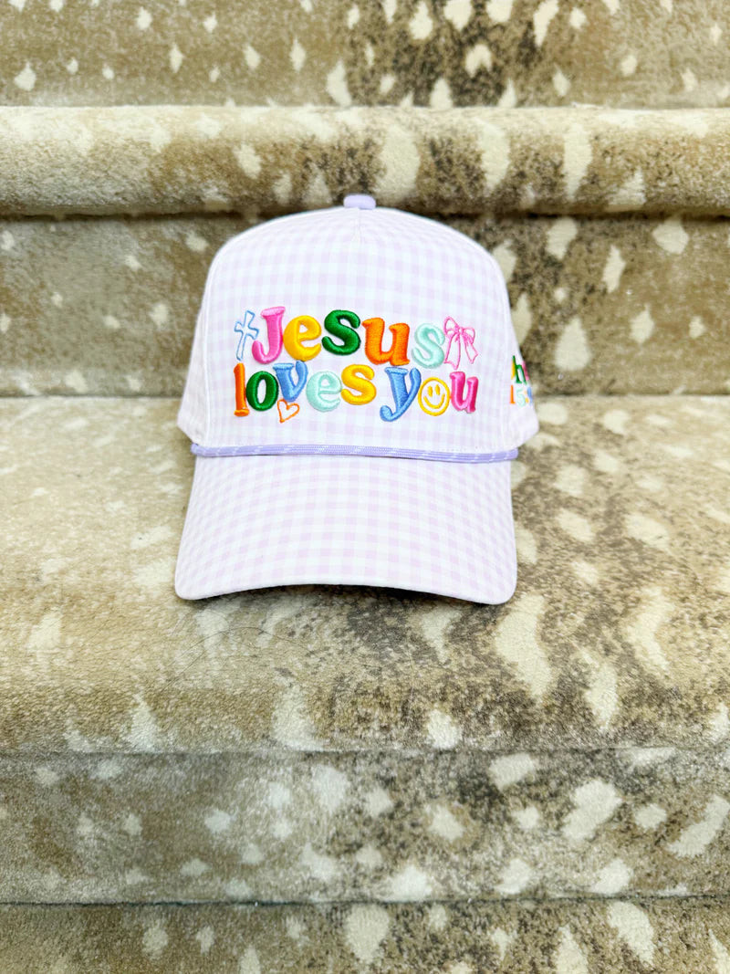Jesus Loves You Hat - Gingham