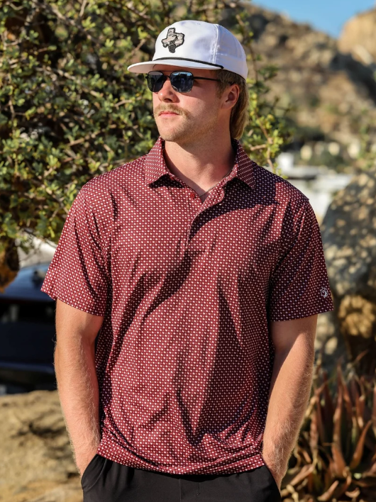 The Lonestar Polo Maroon and White