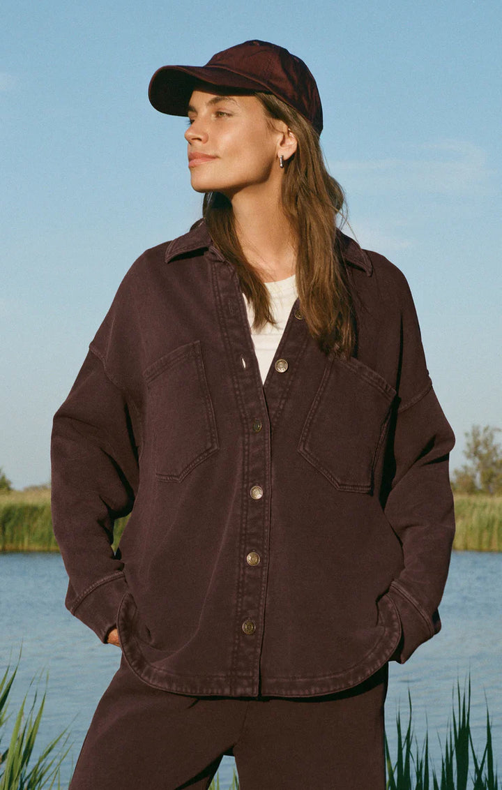 All Day Knit Jacket - Chocolate Cherry