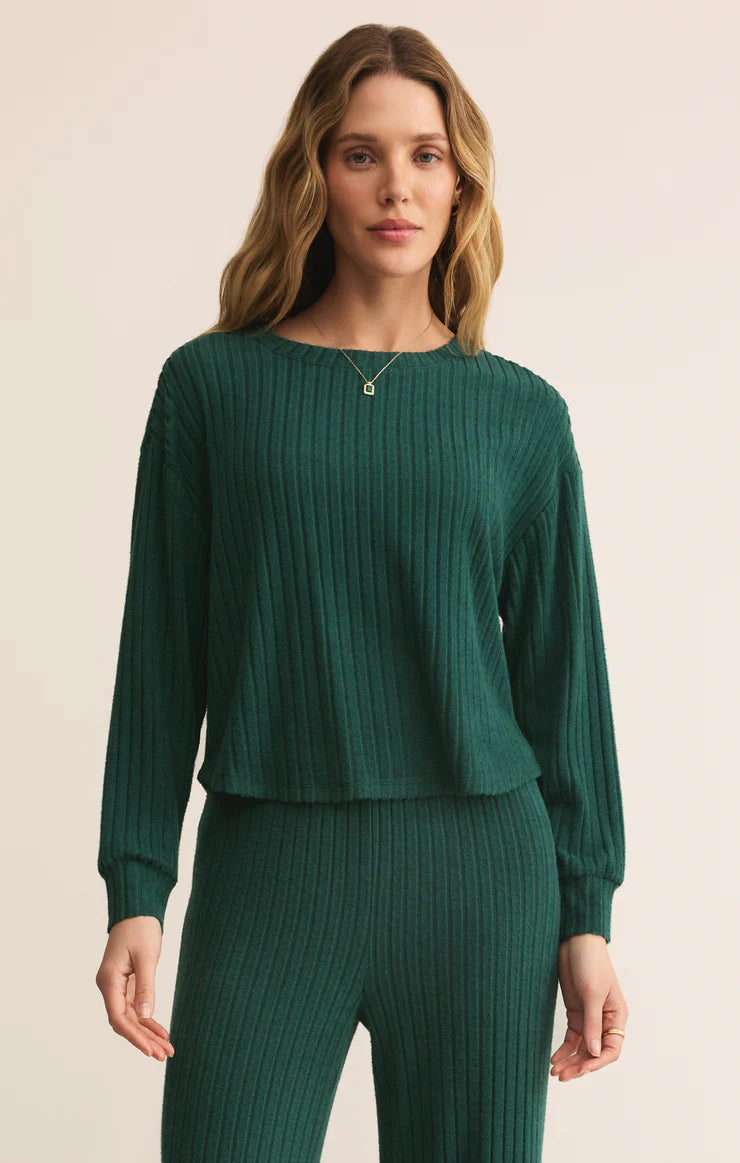 Elfie Silky Rib Long Sleeve Top - Mistletoe
