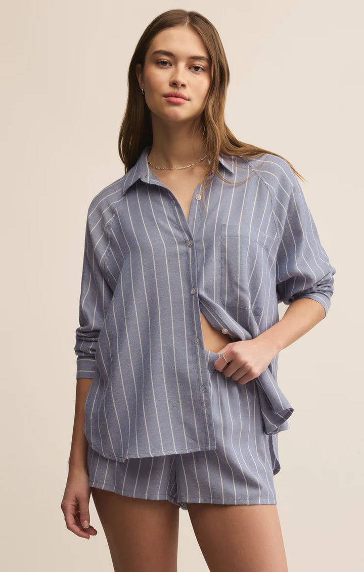 River Stripe Button Up - Blue