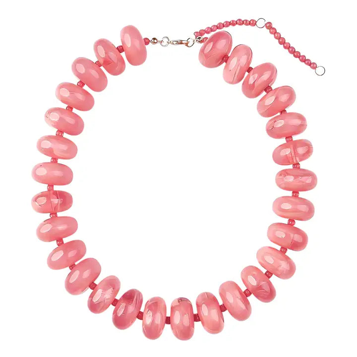 Bailey Chunky Beaded Necklace- Light Pink