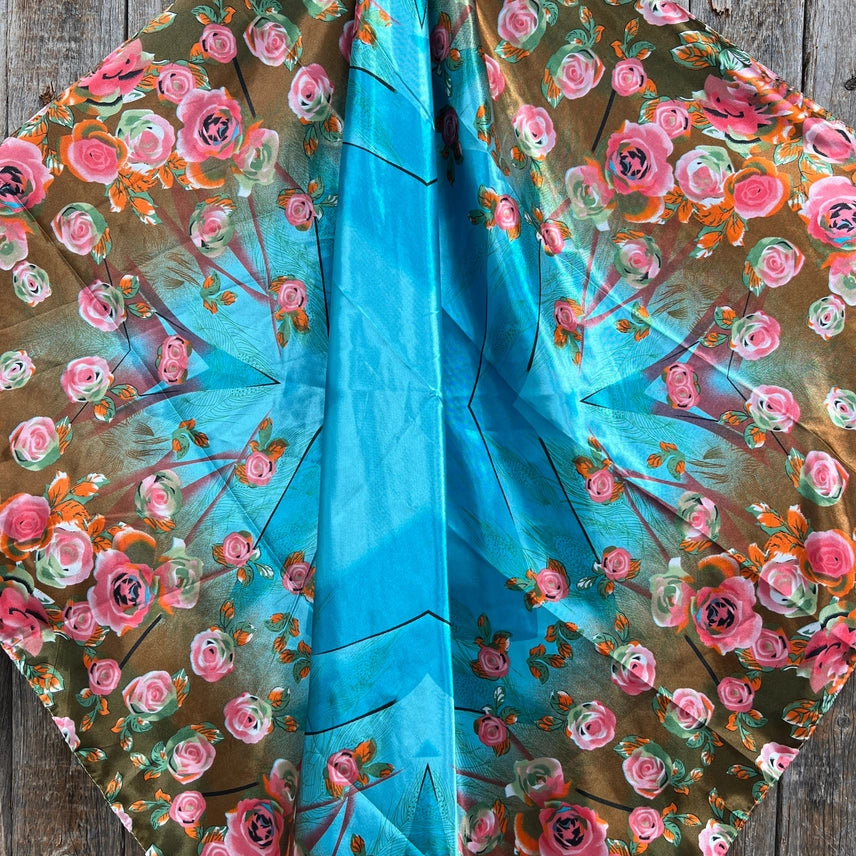 Blue and Pink Roses Wild Rag / Scarf