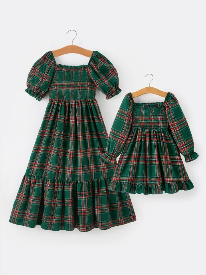 Christmas Green Plaid Dress - Women