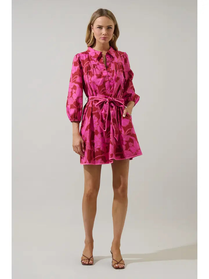 Craney Floral Ravan Collared Mini Dress