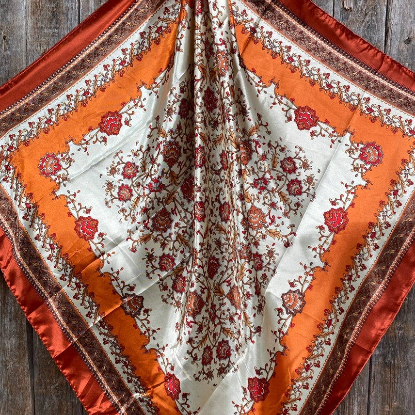 Burnt Orange & Tan Wild Rag /Scarf