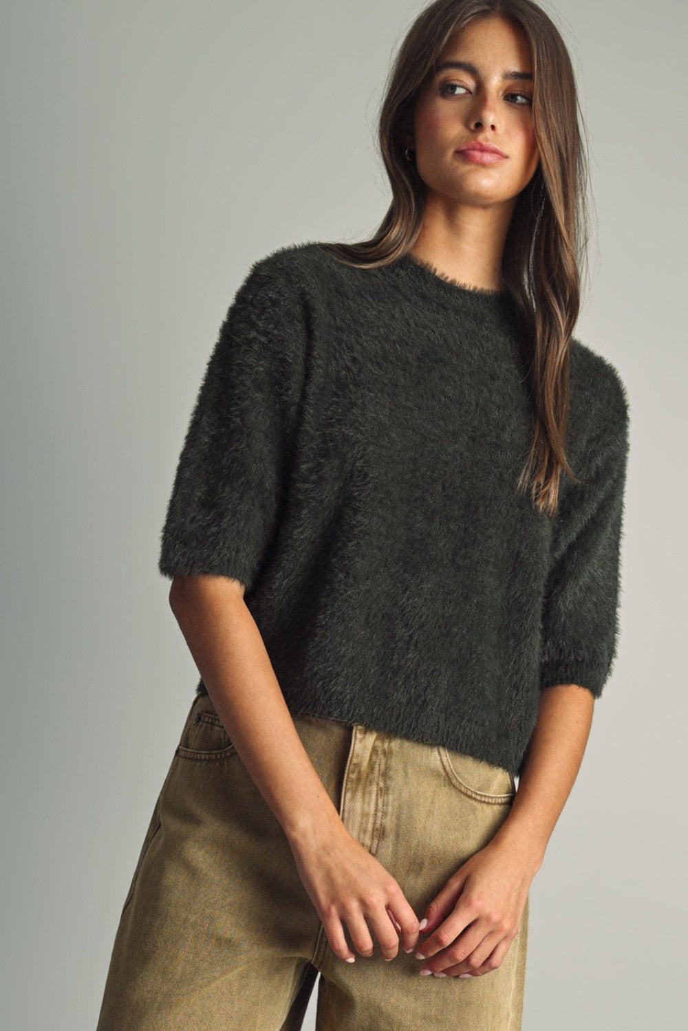 Mossy Plush Short-Sleeve Top