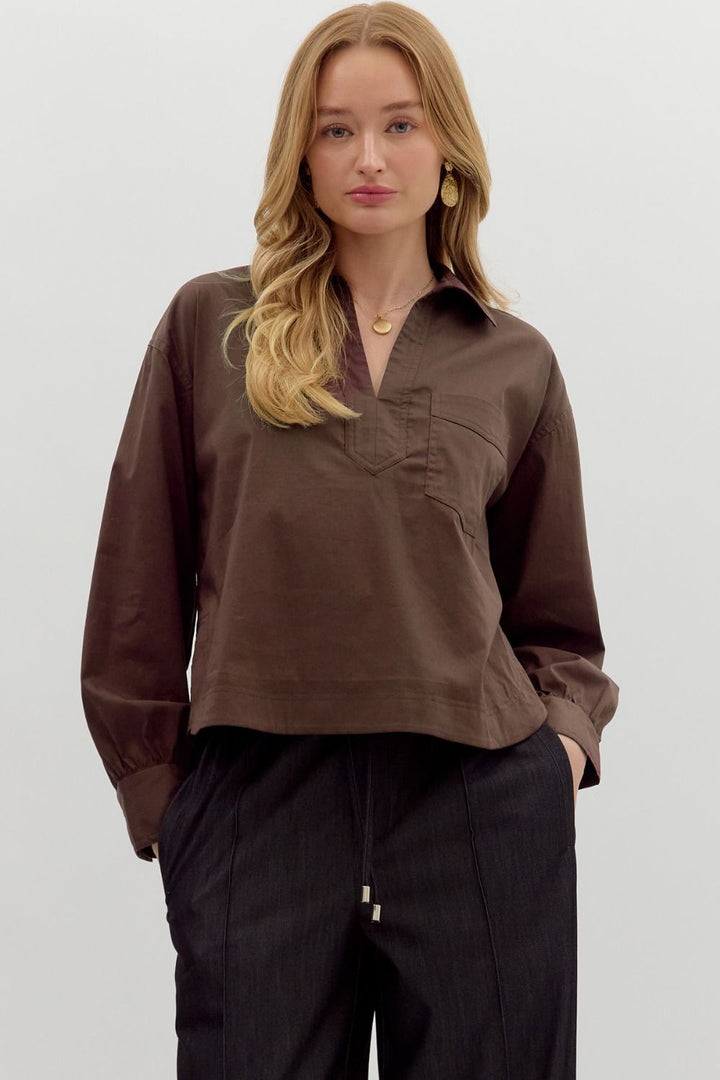 Chestnut Collared Top