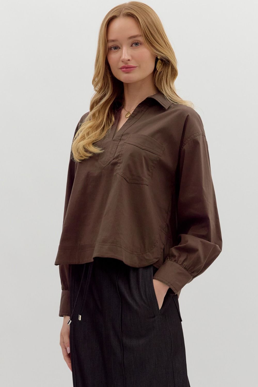Chestnut Collared Top
