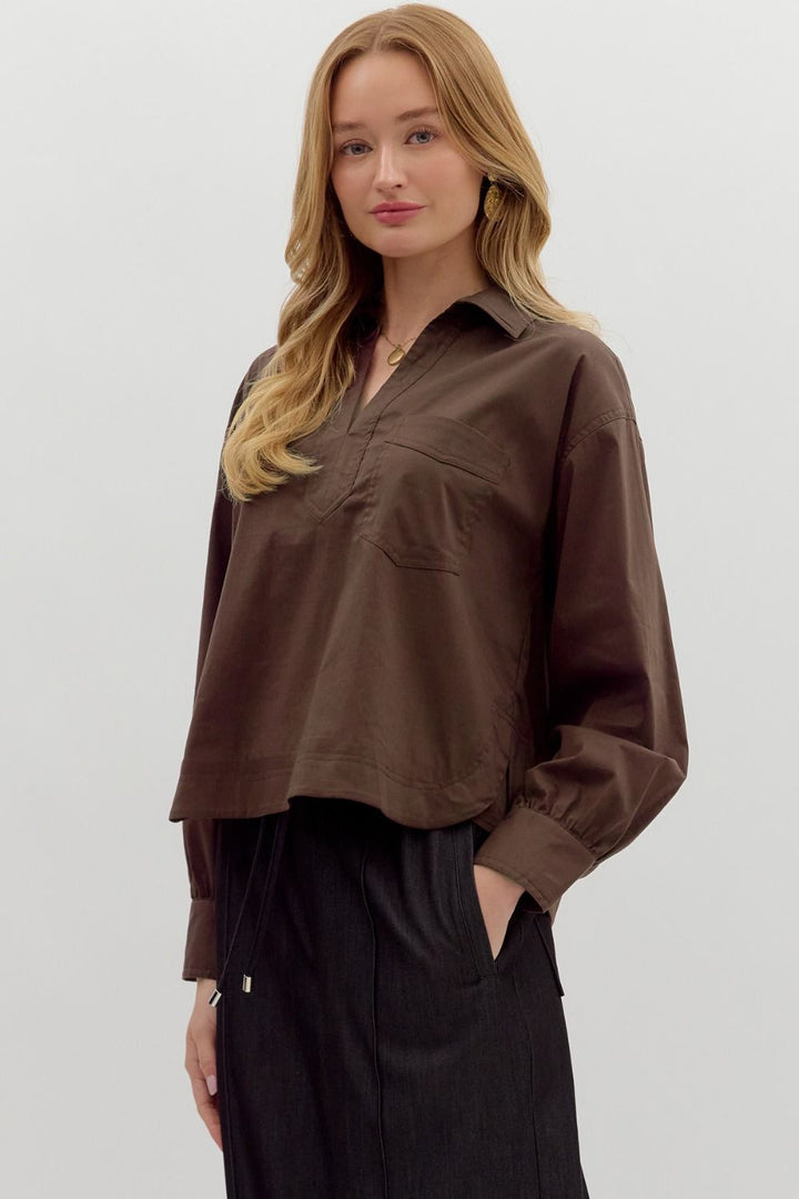 Chestnut Collared Top