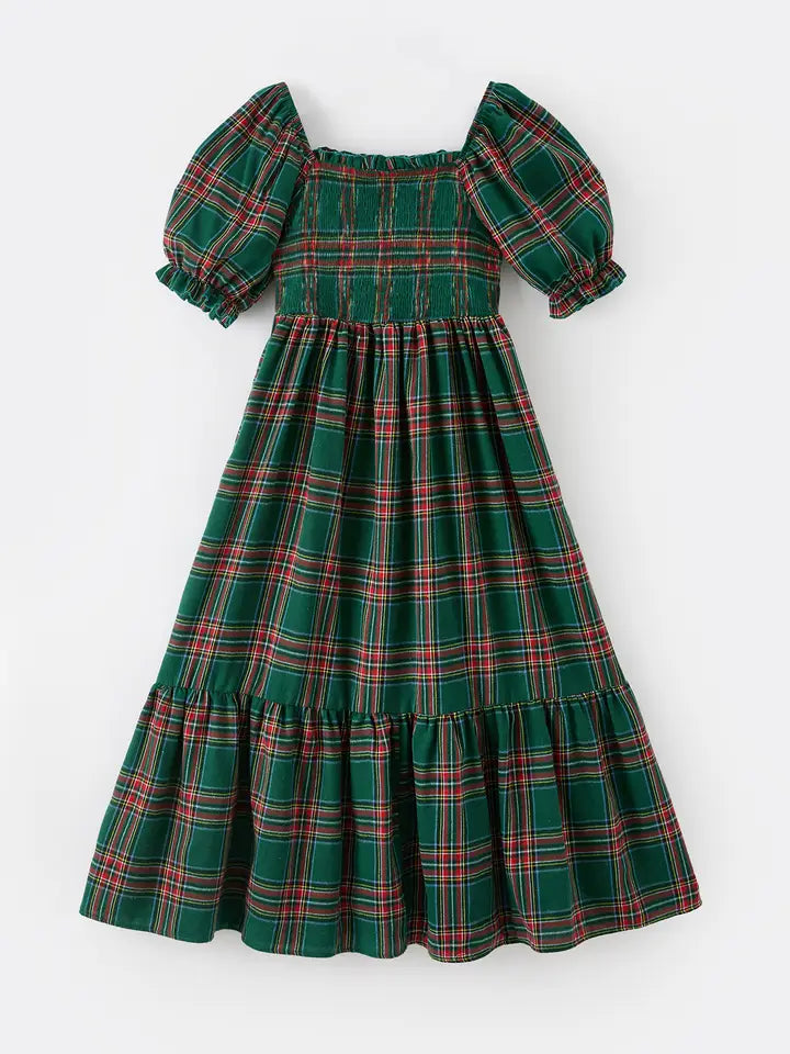 Christmas Green Plaid Dress - Women