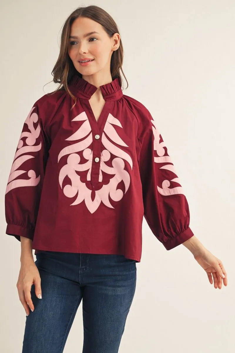 The Isabella High-Neck Tunic - Maroon