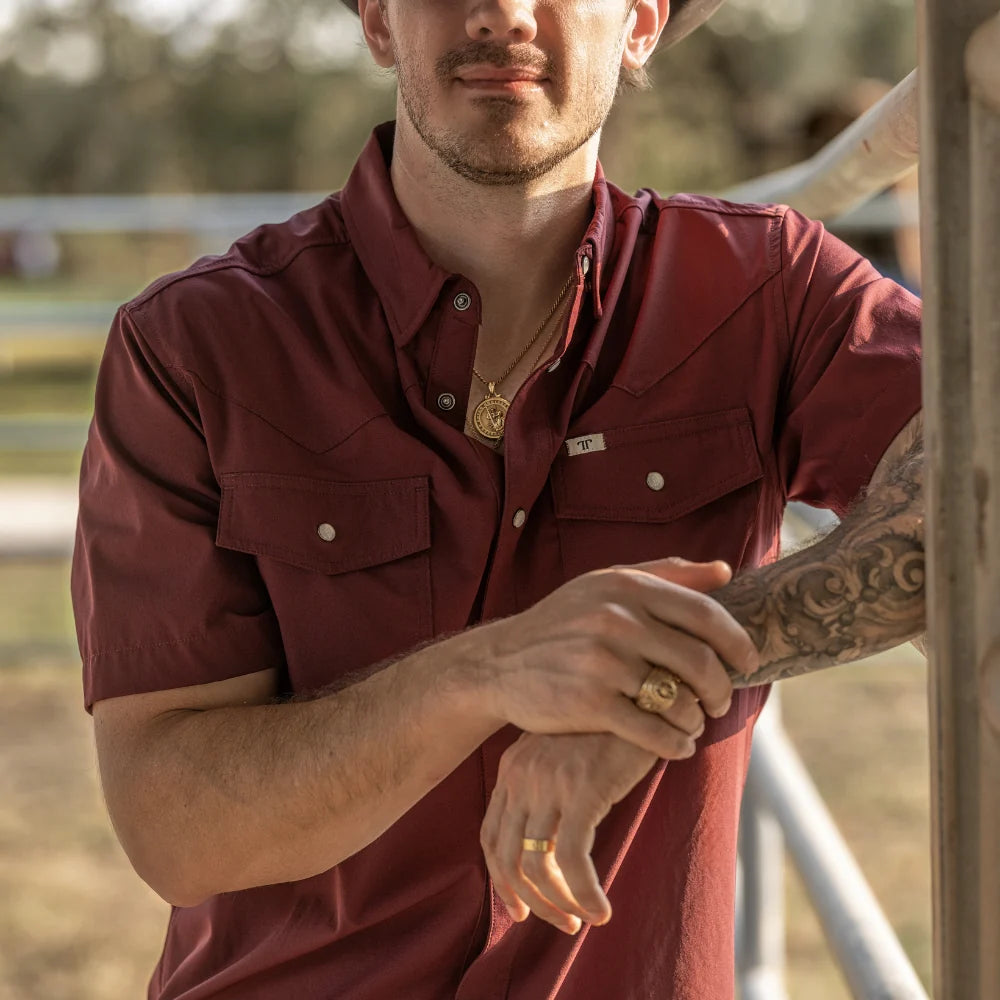 Ferrell Short Sleeve Snap Shirt - Maroon