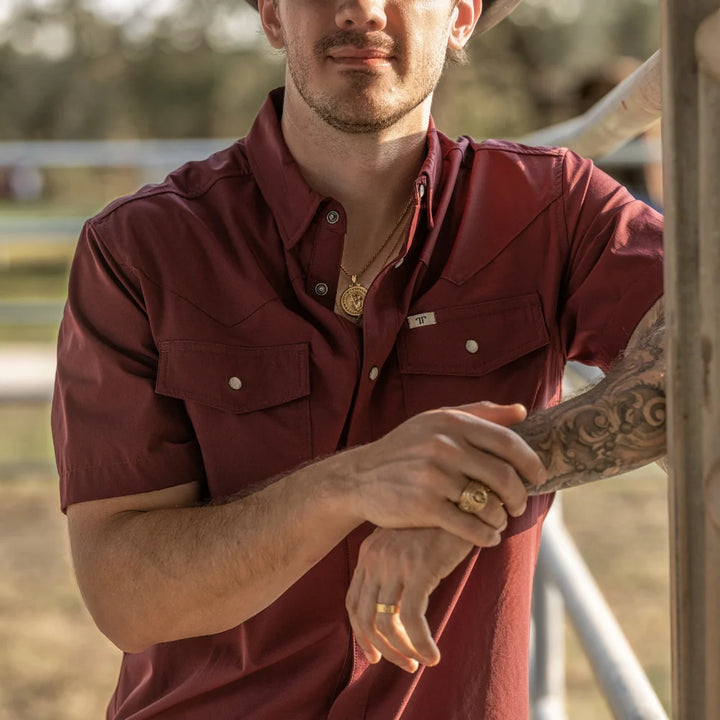 Ferrell Short Sleeve Snap Shirt - Maroon