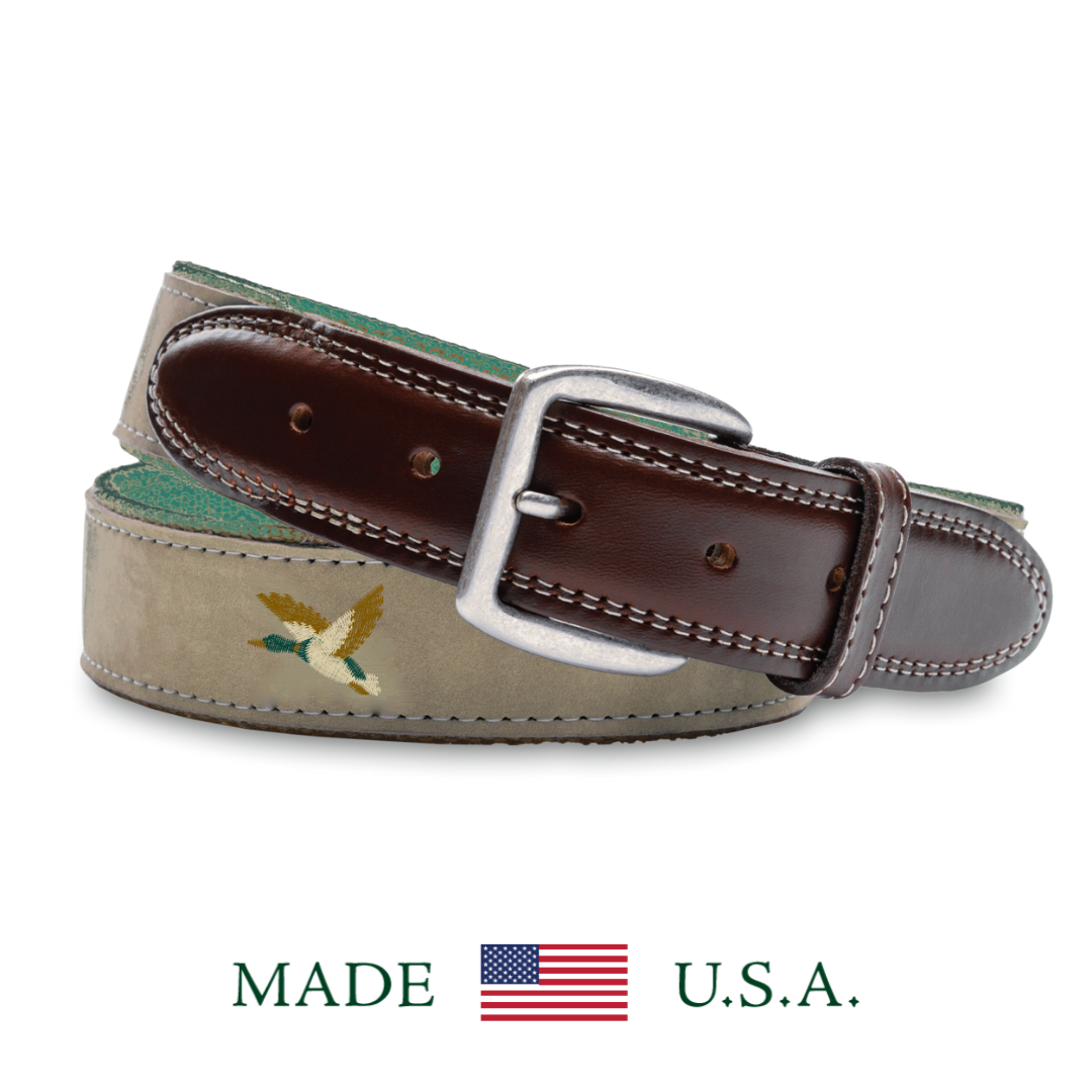 Nubuck Leather Embroidered Belt