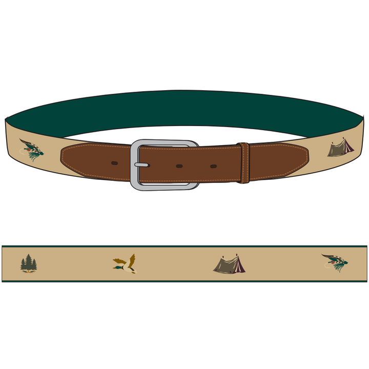 Nubuck Leather Embroidered Belt