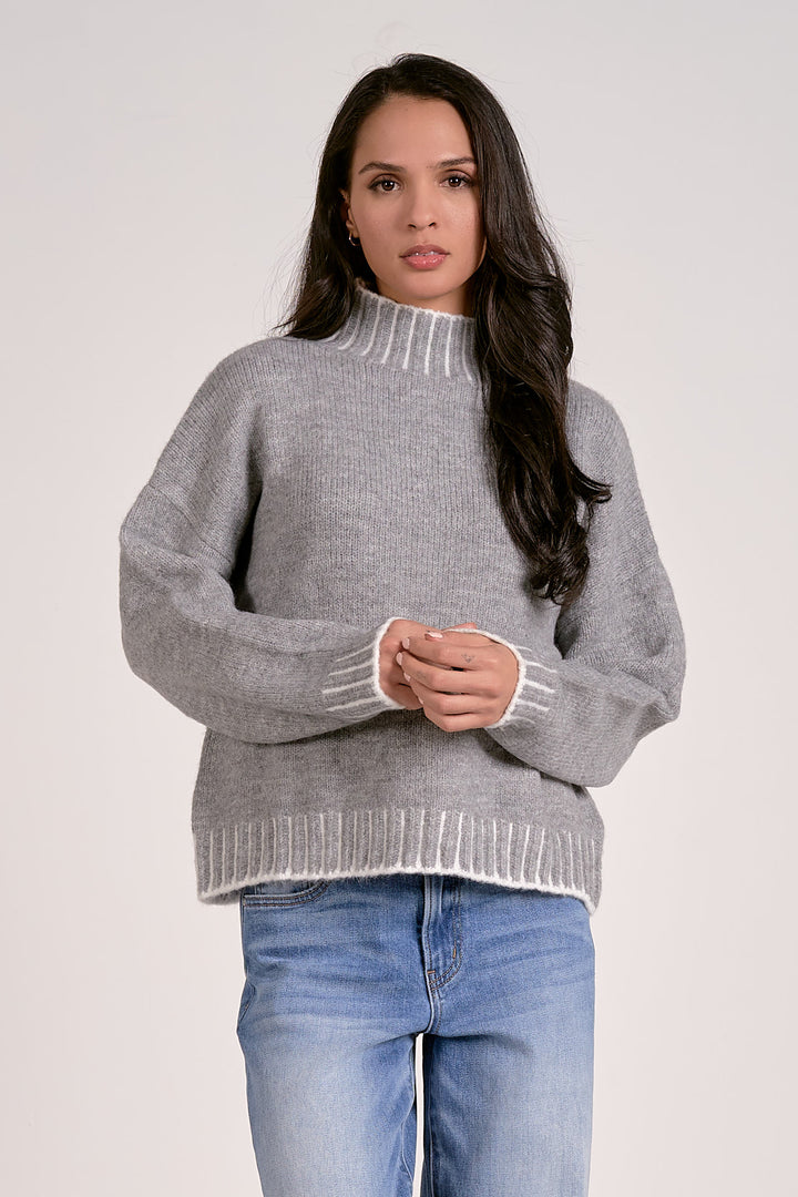 Stitch Like Hem Sweater - Grey