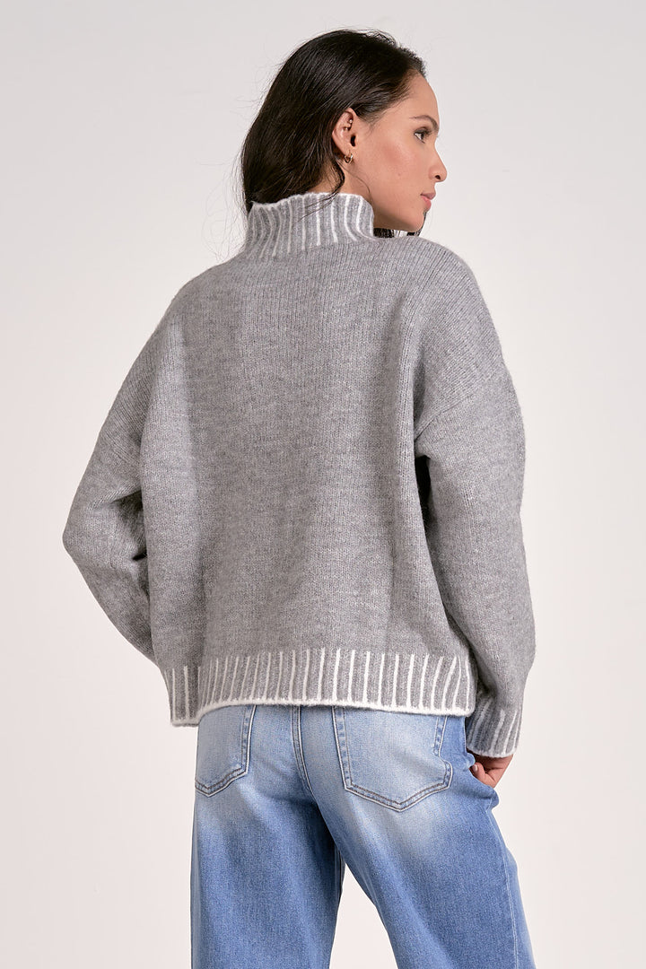 Stitch Like Hem Sweater - Grey