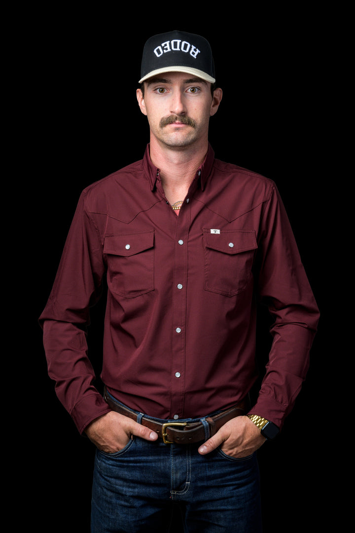 Ferrell Long Sleeve Snap Shirt - Maroon